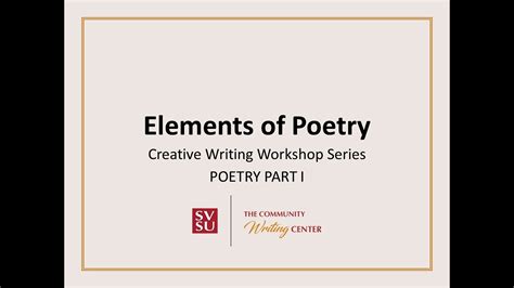 Poetry Workshop Elements Of Poetry Youtube