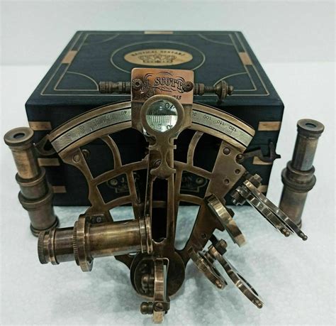 j scott antique sextant nautical brass astrolabe working marine vintage box ebay