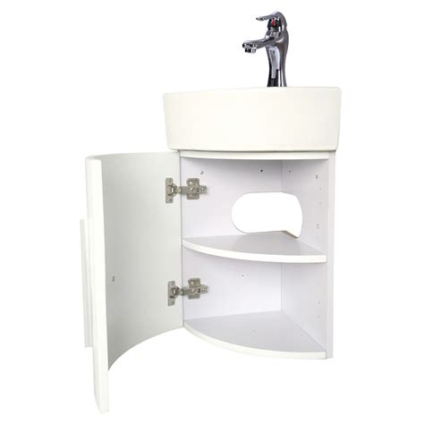 Corner Bathroom Cabinet Sink White Vanity Wall Mount