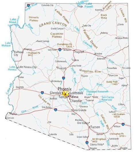 Arizona Map Cities And Roads Gis Geography