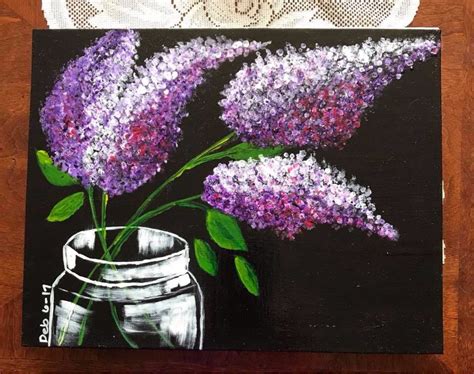 Lilacs In A Jar Acrylic Painting By Debbie Cherek Sanat Resim