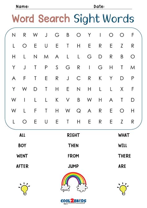 1st Grade Word Search Cool2bkids
