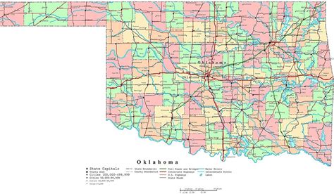Large Detailed Administrative Map Of Oklahoma State With Etsy