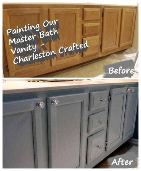 The wood vanity has seen better days and the wood, itself, was not in the best shape. Painting our Bathroom Vanity • Charleston Crafted