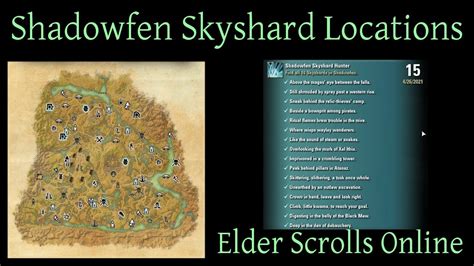 Shadowfen Skyshard Locations Elder Scrolls Online Eso Youtube
