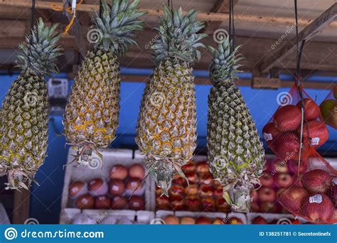Pineapples In The Market Stock Image Image Of Healthy 138251781