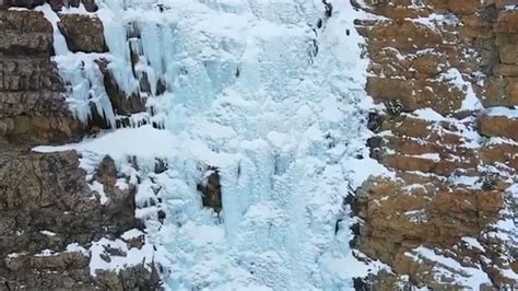Drone Footage Captures Frozen Waterfall In Utah Good Morning America