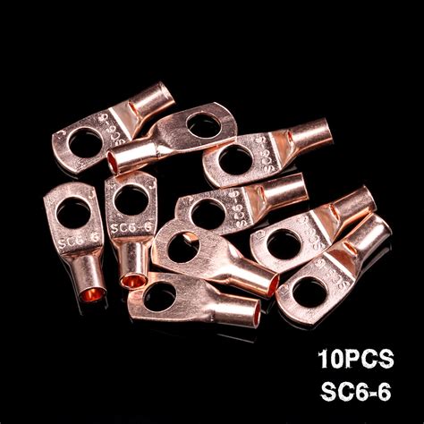 10pcs Electrical Wire Copper Lug Cable Connector Terminal Sc6 6 Set Kit