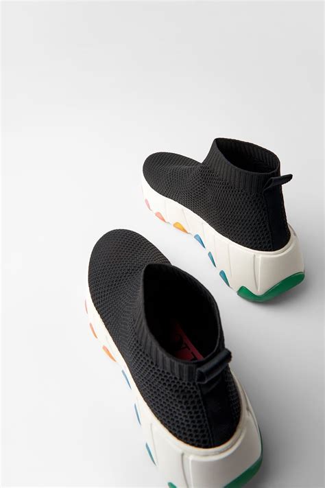 ZARA - WOMAN - HIGH-TOP SNEAKERS WITH MULTICOLOURED SOLE | Top sneakers, High top sneakers, Sneakers