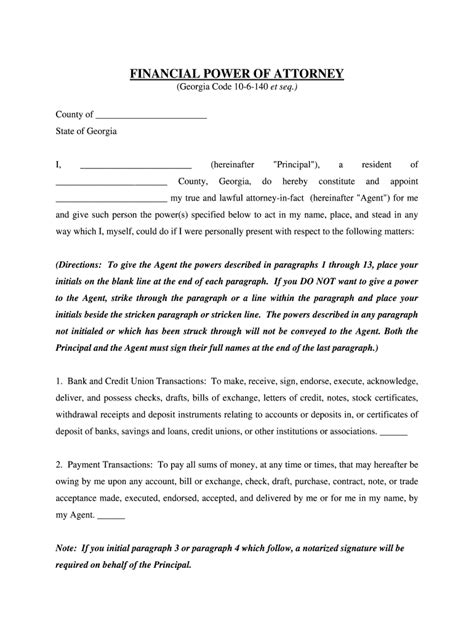 Power Of Attorney Form Georgia Pdf Fill Online Printable Fillable