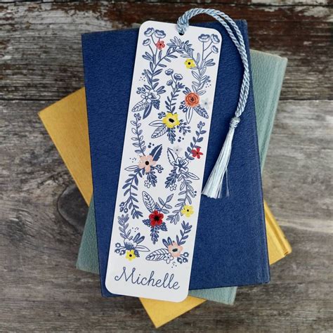 personalised floral design bookmark by auntie mims handmade bookmarks