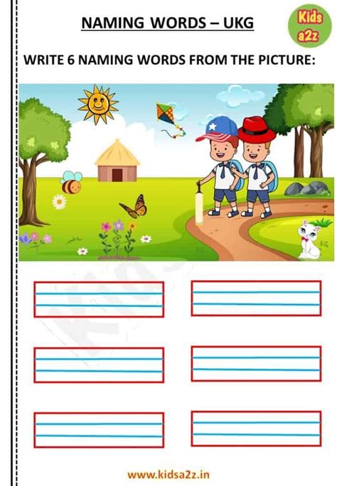 Naming Words Worksheet For Ukg With Free Pdf English Activities For