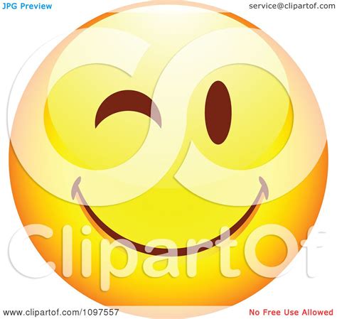 Clipart Flirty Winking Yellow Cartoon Smiley Emoticon Face 2 Royalty