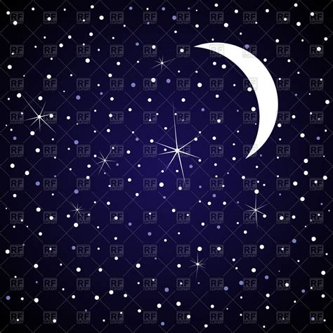 Moon In Night Sky With Stars Vector Image Of Backgrounds