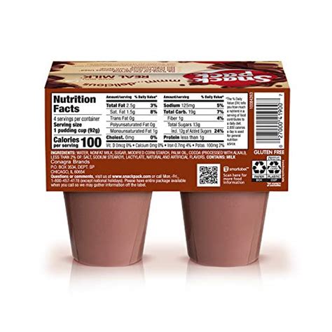 Snack Pack Chocolate Pudding Cups 325 Ounce 4 Count Pack Of 1