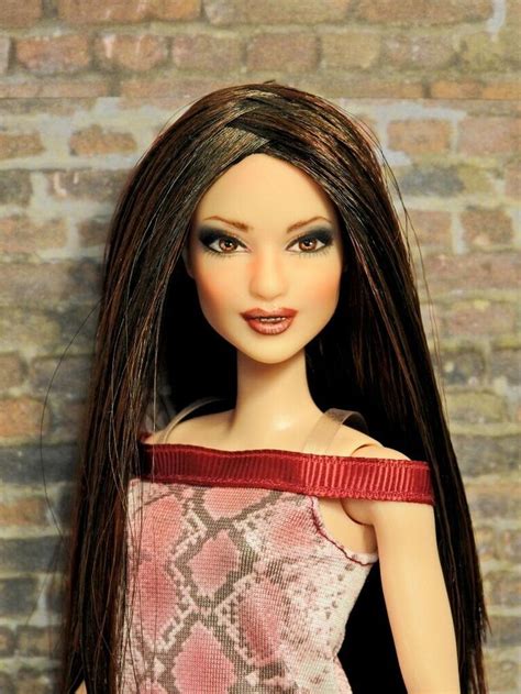 Barbie Fashionistas Doll Repaint Ooak Custom Repainted W Saran Wig