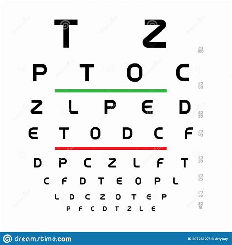 Snellen Chart Template Table With Letters For An Ophthalmologist Test