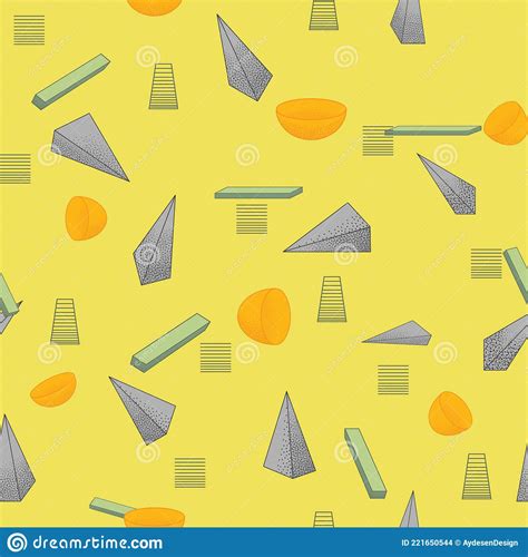 Seamless Vector Geometric Abstract Pattern With Yellow Background For