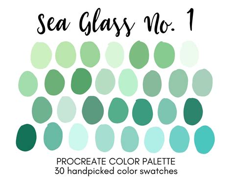 Green Sea Glass Procreate Color Palette Color Swatches Etsy Aqua