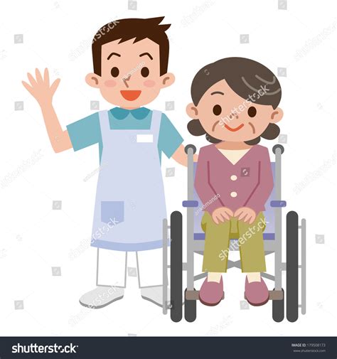 Senior Woman In A Wheelchair And Young Caregiver Stock Vector