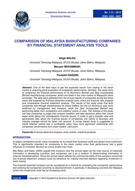 The trusted sources in this instant, would be official government. (PDF) Comparison of Malaysia Manufacturing Companies by ...