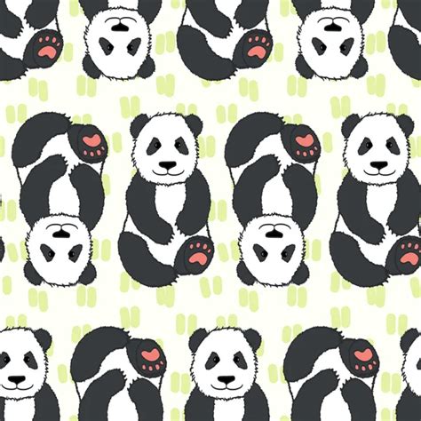 Seamless Pattern Cute Pandas Bamboo Background Vector Wallpaper Textile