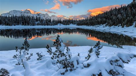 Nature Landscape Winter Mountains Snowy Mountain Trees Forest Snow Clouds Sky Rocks