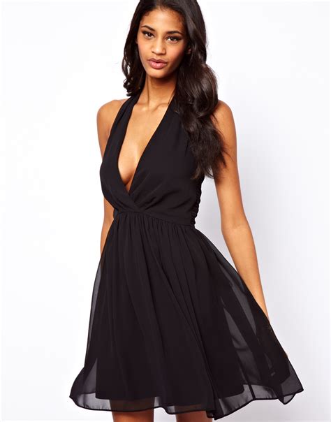 Lyst Asos Collection Skater Dress With Sexy Halter Neck Free Download