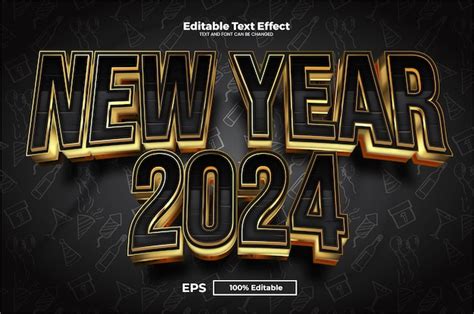 Premium Vector New Year 2024 Editable Text Effect In Modern Trend Style