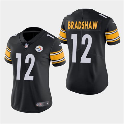 Womens Pittsburgh Steelers 12 Terry Bradshaw Black Stitched Jersey