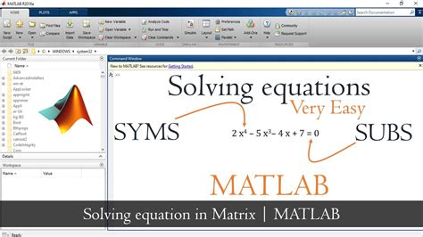 How To Solve Equations In Matlab Matlab Tutorial Youtube
