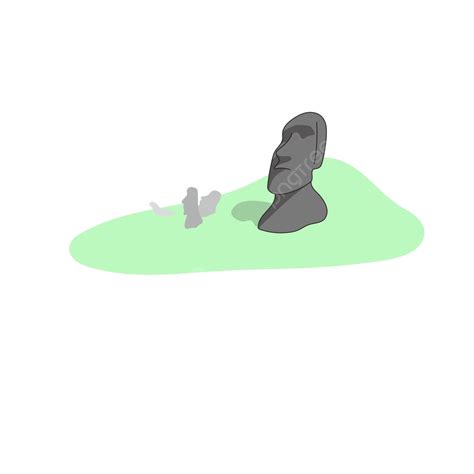 Handdrawn Easter Island Moais On White Background Rapa Monument Famous