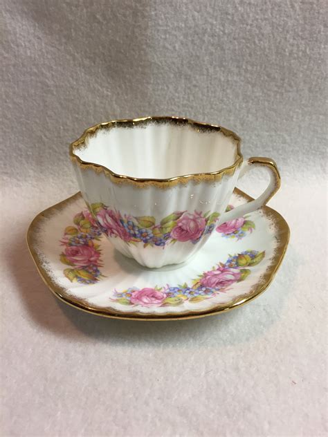 Eb Foley Teacup And Saucer Pink Roses Dcg175 Etsy Tea Cups Tea