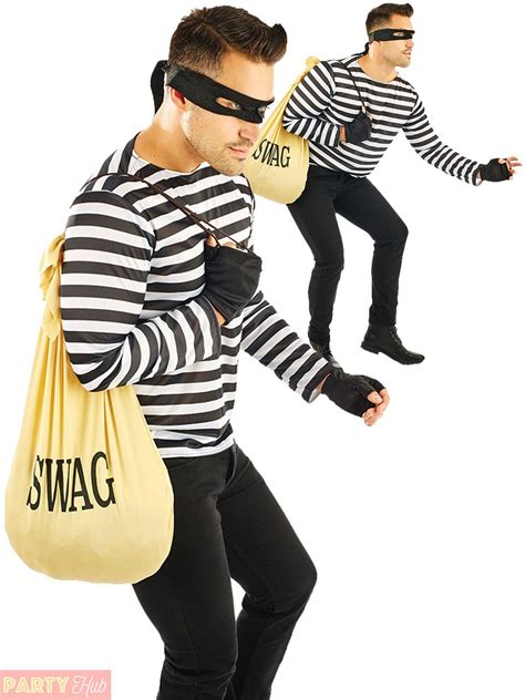 Robber Mens Ladies Costume Adults Burglar Fancy Dress Thief Bank Heist Outfit For Sale Online