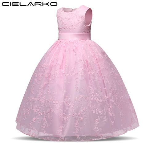 Cielarko Girls Dress Kids Flower Party Dresses Vintage Children Wedding
