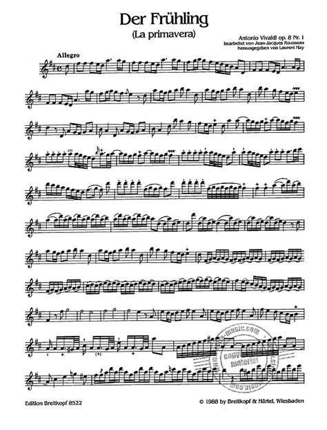 Noten zu allen werken von antonio vivaldi. Frühling aus 'Vier Jahreszeiten' von Antonio Vivaldi | im ...