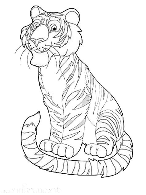 Happy Safari With Exotic Animal Tiger Coloring Page