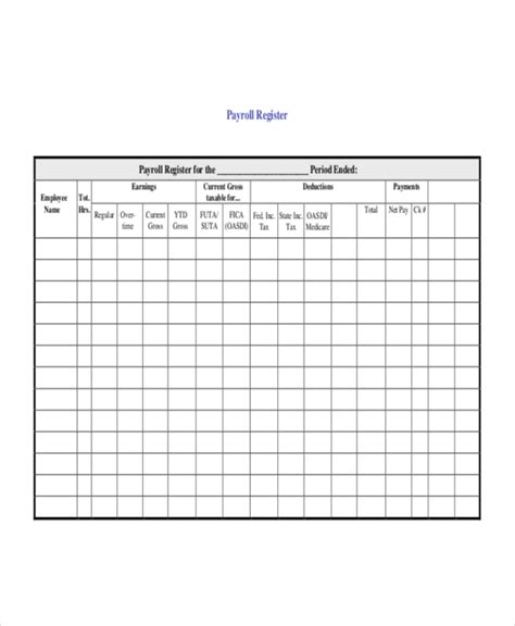 Payroll Register Template 7 Free Word Excel Pdf Document Downloads
