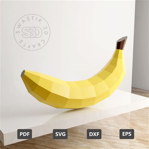 Pdf Template Of Banana Fruit Papercraft 3d Banana Papercraft Etsy