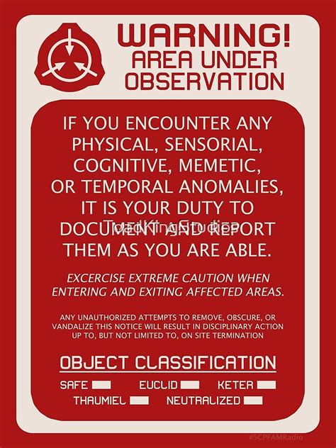 Scp Foundation Red Warning Signage Red Background Photographic