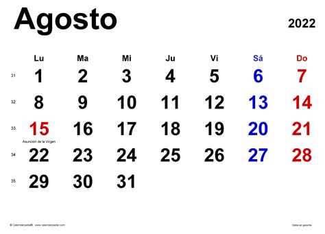 Calendario Agosto 2022 Gambaran