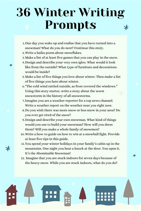 36 Winter Writing Prompts For Kids Imagine Forest Winter Writing