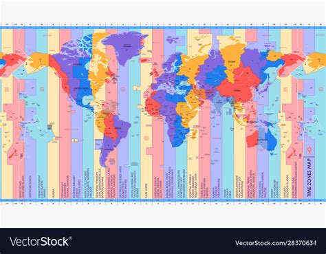 High Detail World Map Time Zones With Big Vector Image