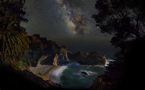 Milky Way Beach Stars Beach Sea Sky Night Ocean Sea Wallpapers