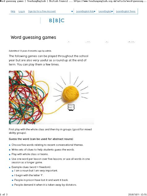 Word Guessing Games Teachingenglish British Council Bbc Pdf