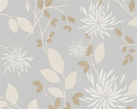 Floral Modern Nature Wallpaper In Grey And Cream Design By Bd Wall
