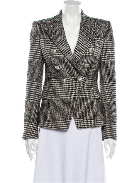 Houndstooth Double Breasted Blazer Balmain Clothing Double Breasted