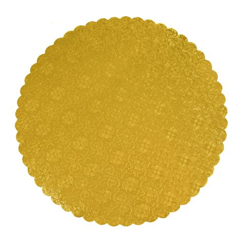 Ocreme Gold Scalloped Corrugated Round Cake Board 8 Pack Of 10 Round