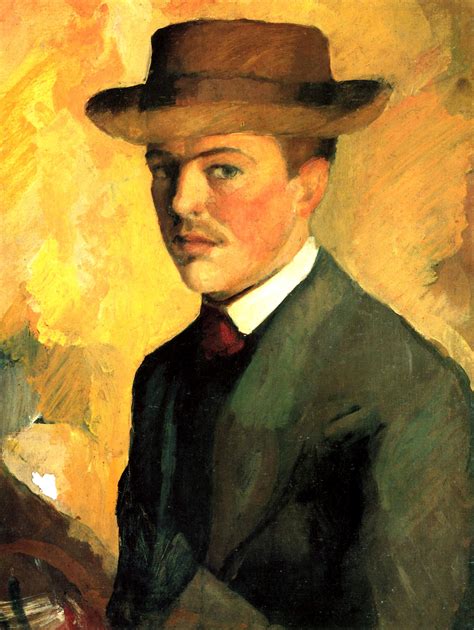 August Macke Selbstportrait Mit Hut 1909 Bilderrahmen Schwarz