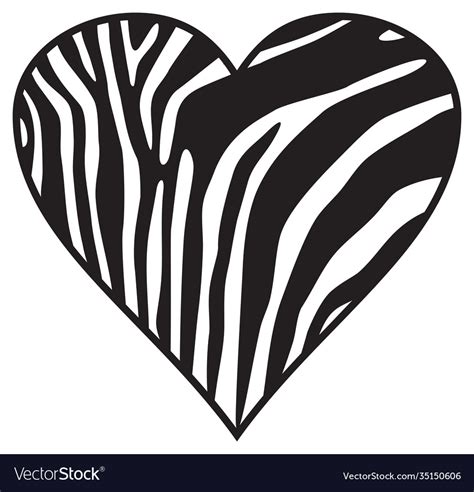 Zebra Heart Wild Animal Skin Print Background Vector Image